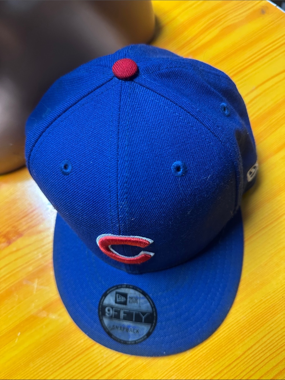 New Era Kids Royal Blue Snapback Cap with Red Top Button